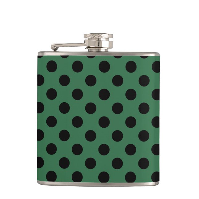 Flasques Pois noirs sur vert kelly (Devant)
