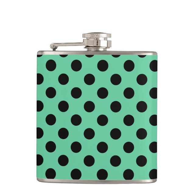 Flasques Pois noirs sur vert menthe (Devant)