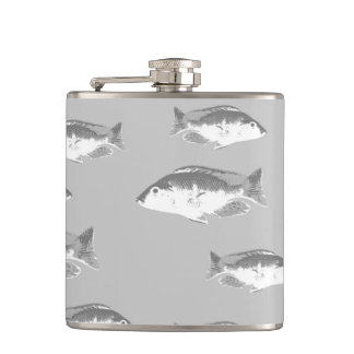 Flasques Poisson gris monochrome