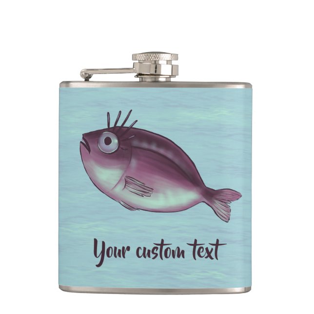 Flasques Poissons drôles des textes faits sur commande avec (Devant)