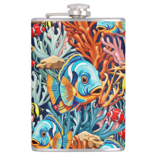 Flasques Poissons Tropicaux Couleurs Vives Ambiance Estival