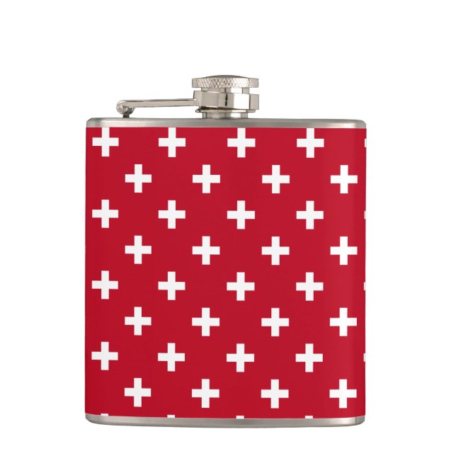 Flasques Polka blanche croise sur rouge (Devant)