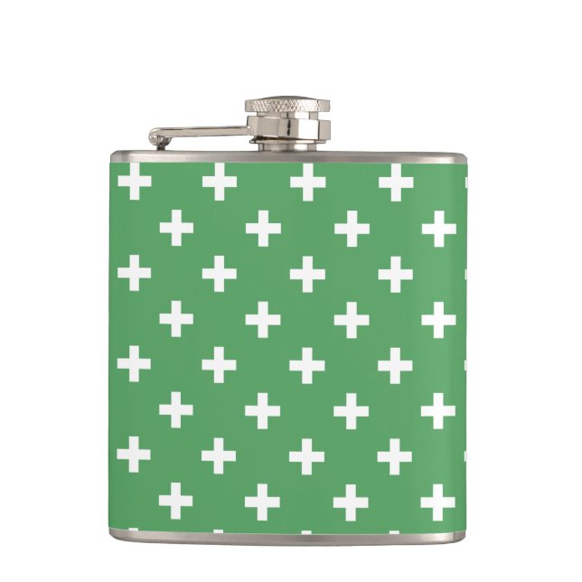 Flasques Polka blanche croise sur vert (Devant)