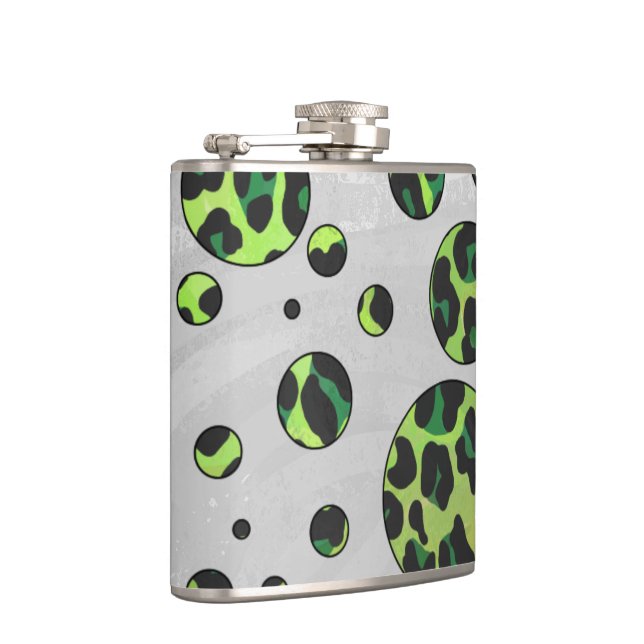 Flasques Polka Dot Leopard noir et vert (Droite)