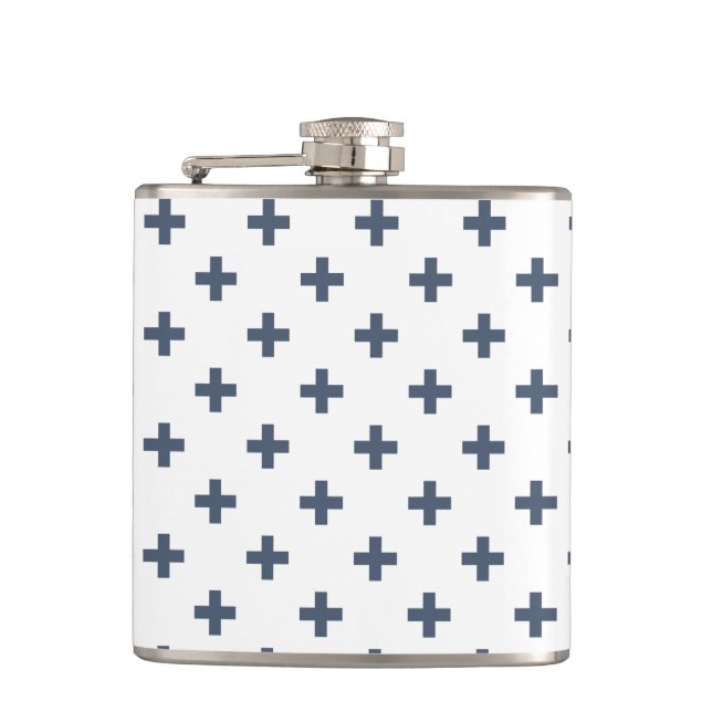 Flasques Polka gris-bleu croise sur blanc (Devant)