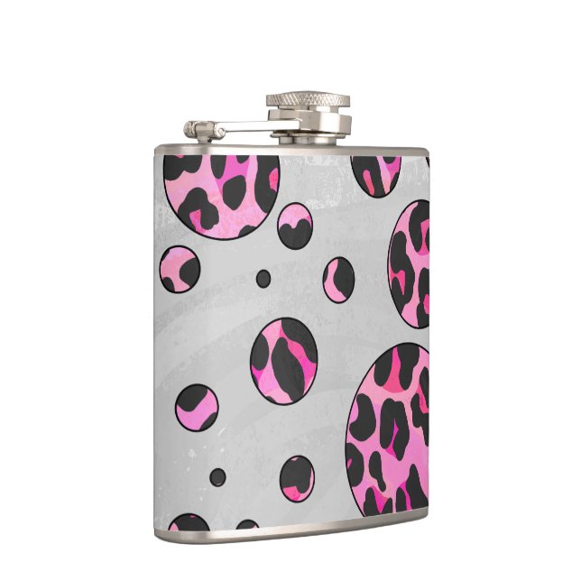 Flasques Polka Leopard Pot noir et rose chaud (Droite)