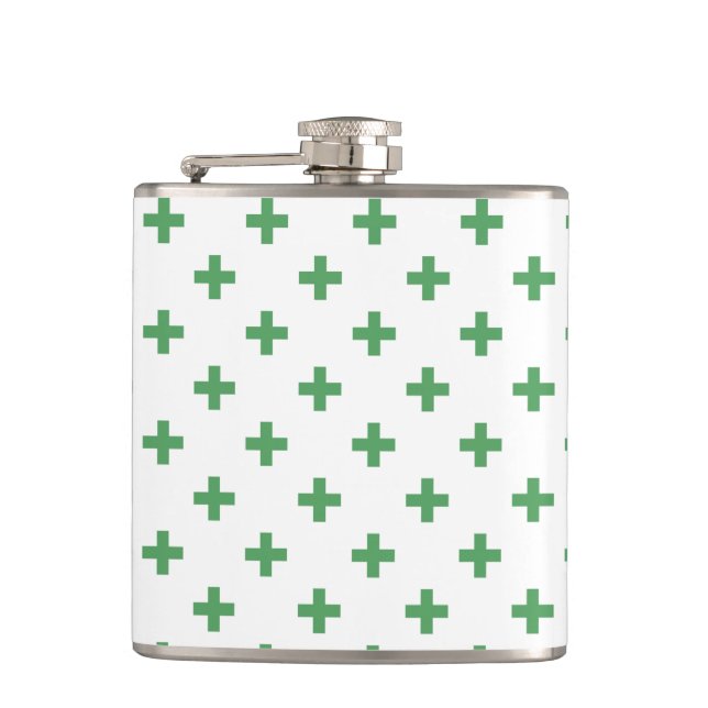 Flasques Polka verte croise sur blanc (Devant)