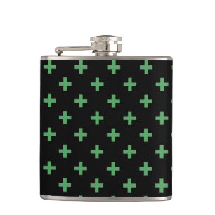 Flasques Polka verte croise sur noir