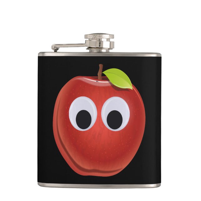 Flasques Pomme rouge drôle avec yeux de googly (Devant)