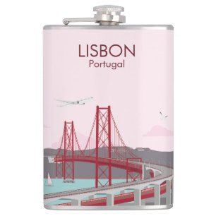Flasques Pont de Lisbonne sur le fleuve Tage au style vinta