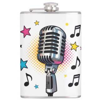 Flasques Pop microphone with colorful stars and music notes