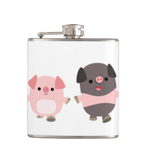 Flasques Porcs en caricature mignons sur une promenade Hip 