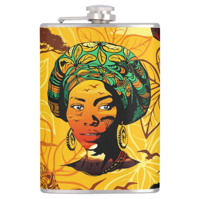 Flasques Portrait féminin africain avec coucher de soleil (Devant)