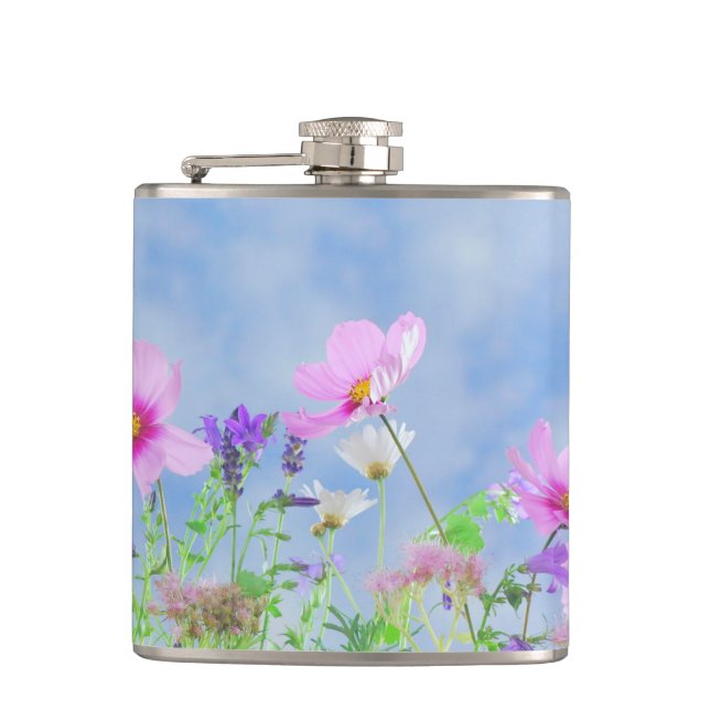 Flasques Prairie de fleurs sauvages roses jolies (Devant)
