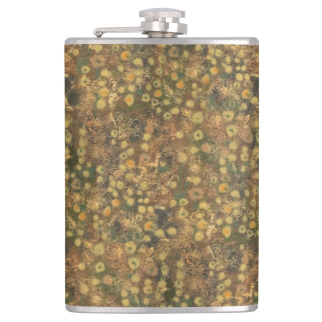 Flasques Pré doré, abstrait motif floral vert olive (Devant)