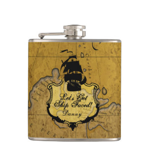 Flasques Prenons le bateau style vintage fait face et drôl