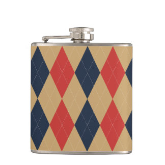 Flasques Preppy Argyle Khaki Navy Red Personalized