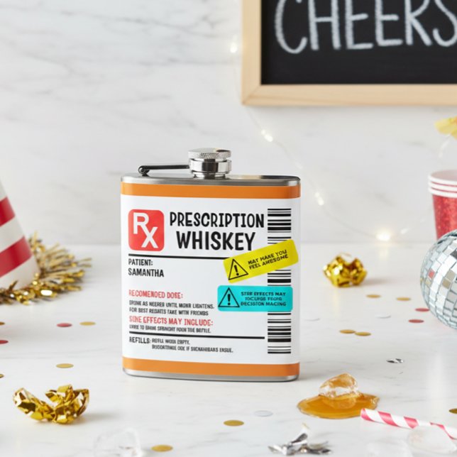 Flasques Prescription drôle Whiskey Étiquette d'avertisseme (Créateur téléchargé)