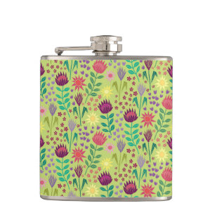 Flasques Protea Floral Block Imprimer Millefleur vert pâle