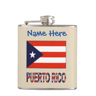Flasques Puerto Rico Drapeau Porto Ricain Bleu Personnalisé