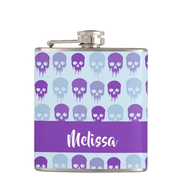 Flasques Purple and blue melting skulls pattern (Devant)