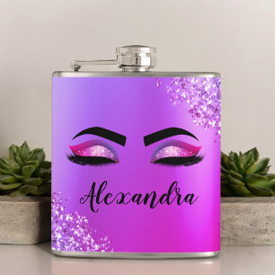 Flasques Purple Pink Monogram Glitter Eyelashes