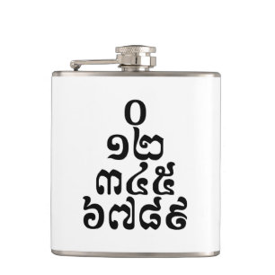 Flasques Pyramide des nombres cambodgiens - 0 12 345 6789 K