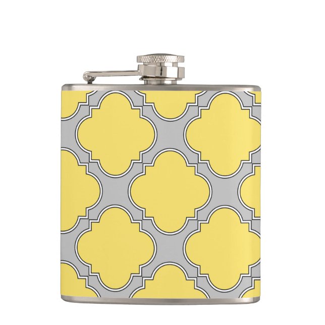 Flasques Quatrefoil jaune et gris (Devant)