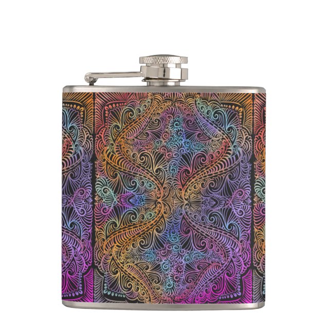 Flasques Rainbow Kaleidoscope Mandala (Devant)