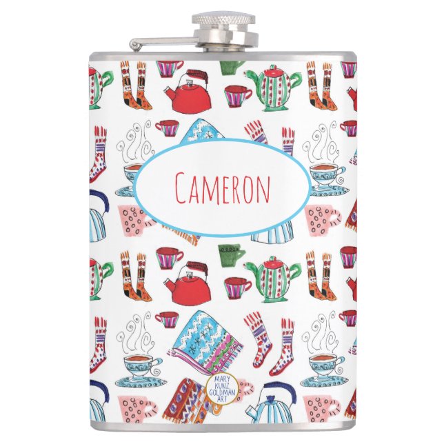 Flasques Randonnée extérieure illustrée à la main en hiver (Devant)