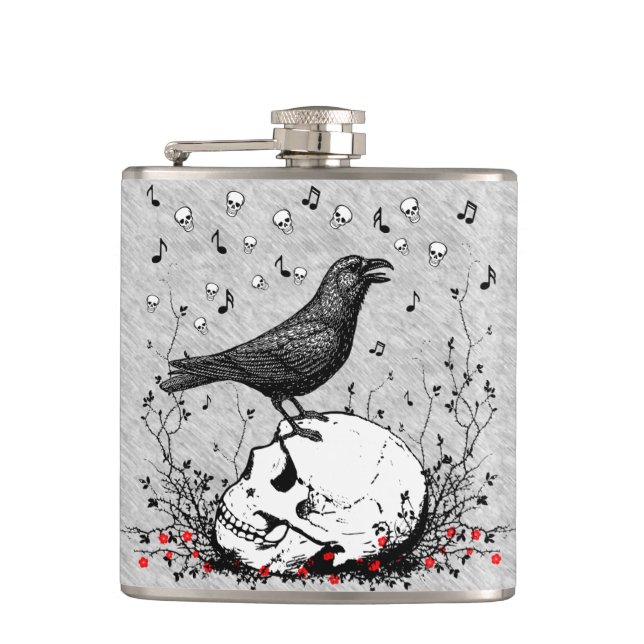 Flasques Raven sur l'illustration de crâne (Devant)