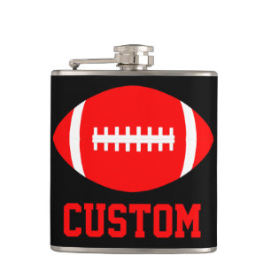 Flasques Red Football Team Fan Personnalisé Couleur et nom 