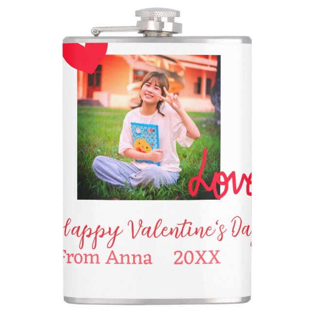 Flasques Red heart love heureuse Sainte-Valentin ajouter ph (Devant)