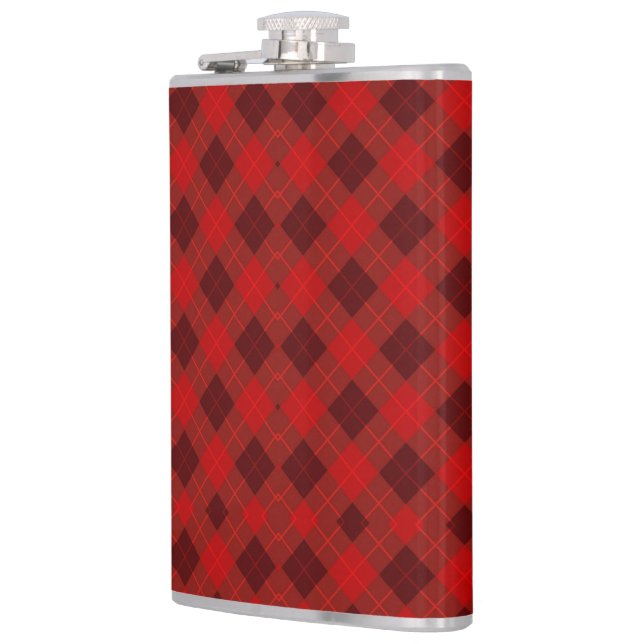 Flasques Red plaid hip flask with a metal cap (Gauche)