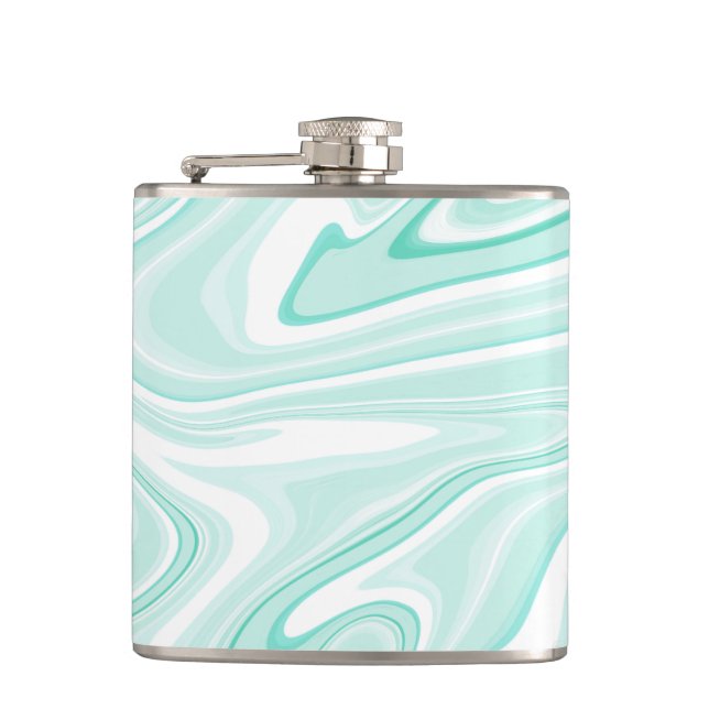 Flasques Retro Aqua Green Swirl Liquid Peinture esthétique (Devant)