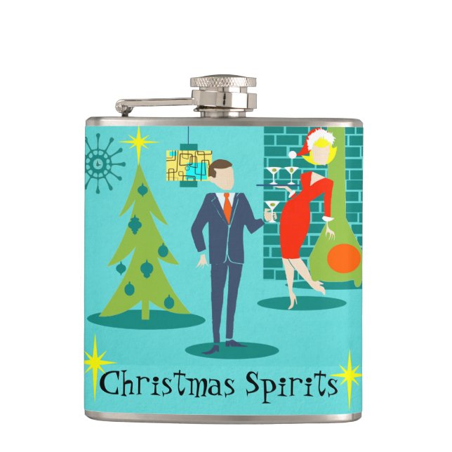 Flasques Retro Cartographie vacances Couple Flask (Devant)