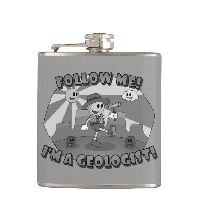 Flasques Retro Cartoon - Suivez-moi Je suis un géologue ! (Devant)