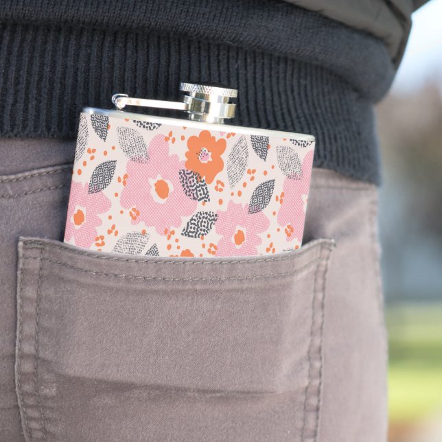 Flasques Rétro motif floral mignon (En situation)