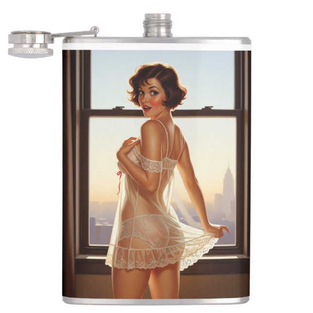 Flasques Retro Old School Pin-up Girl (Ouvert)