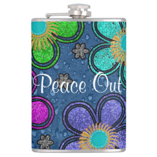 Flasques Retro Peace Out Hippie Style Motif d'alimentation