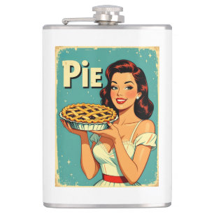 Flasques Retro Pie Lady – Vintage Baking Poster Illustratio
