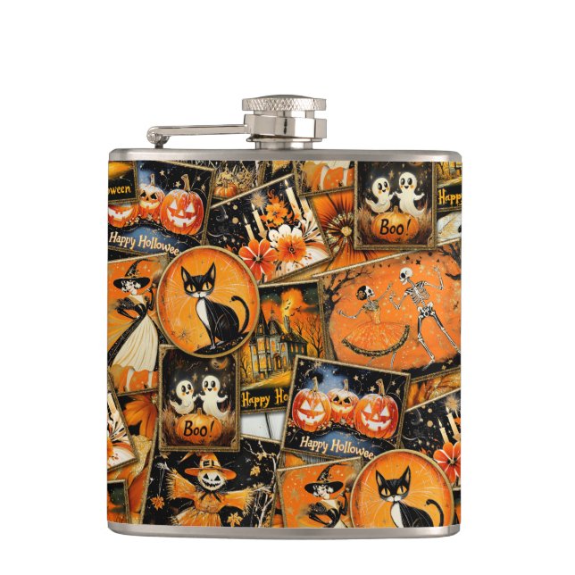 Flasques Retro Vintage Halloween Fun Collage (Devant)