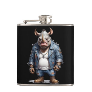 Flasques Rhinoceros Biker Rebel dans Cool de veste en cuir