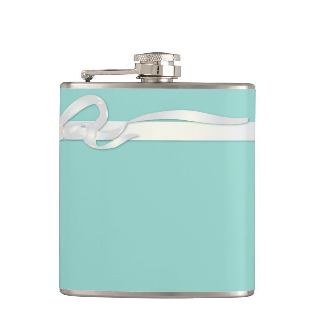 Flasques Robin's Egg Blue Jewelry Box avec ruban blanc (Devant)