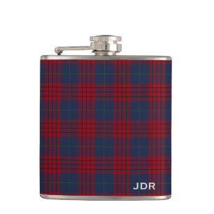 Flasques Robinson Tartan Monogramme Navy Blue and Red Plaid