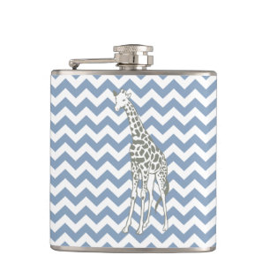 Flasques Rock Blue Safari Chevron avec Pop Art Giraffe