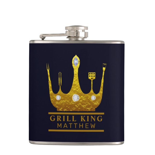 Flasques Roi du grill BBQ Couronne Navy Faites-le vous-même (Devant)