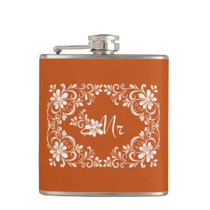 Flasques Romantique Orange Shabby Chic Mr Mariage Flask