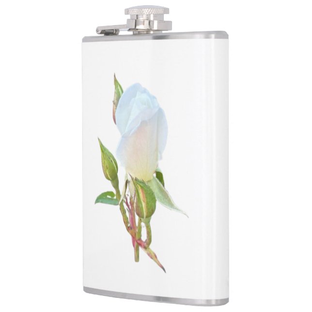 Flasques Rose blanche, fiole enveloppée de vinyle (Gauche)