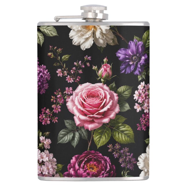 Flasques Rose en velours noir  (Devant)